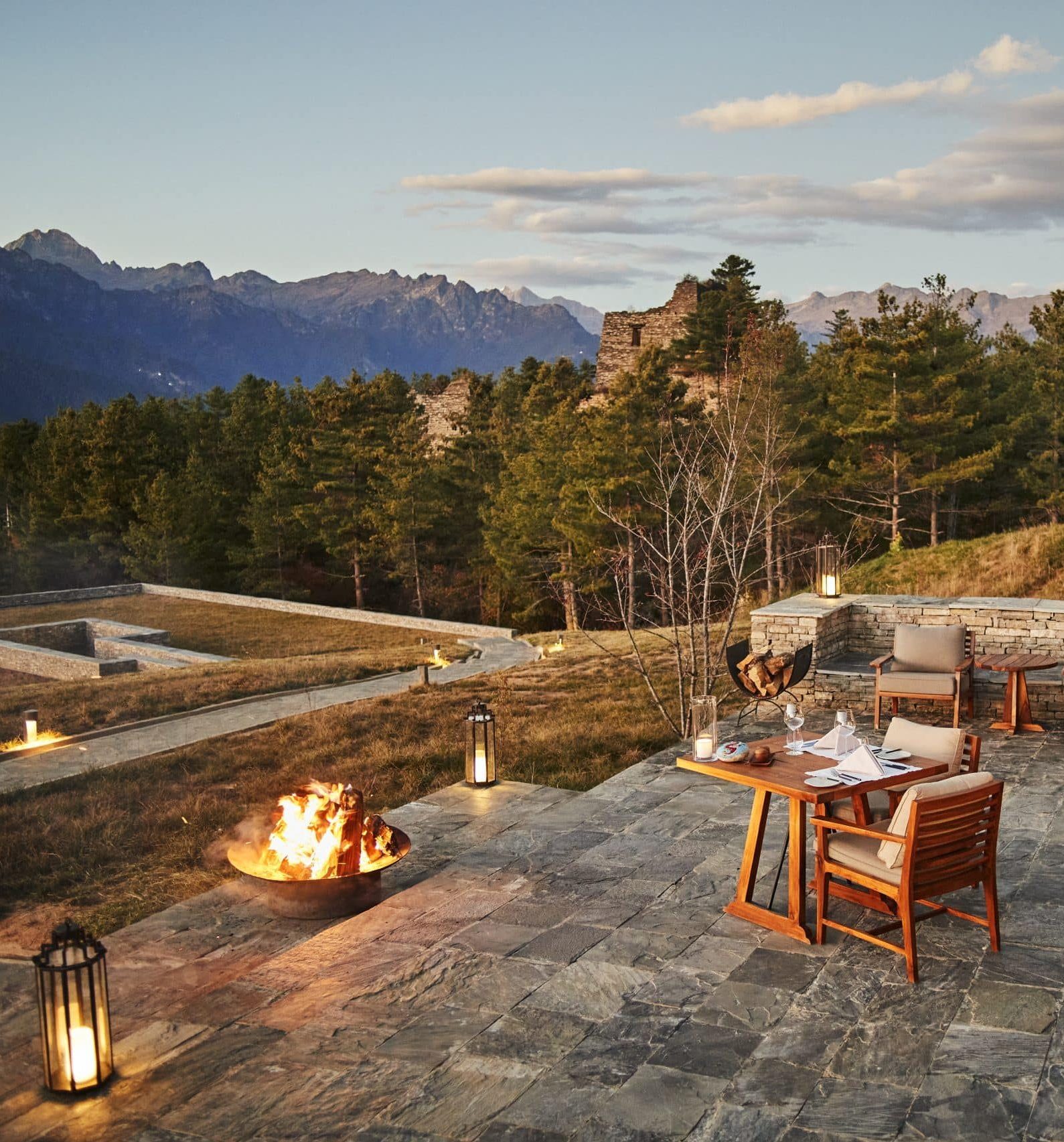 Terrace de l'hôtel Six Senses Paro Bhoutan