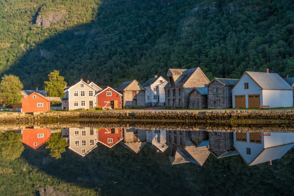 The,Beautiful,Old,Village,Of,Lærdalsoyri,,Vestland,,Norway.,Once,A