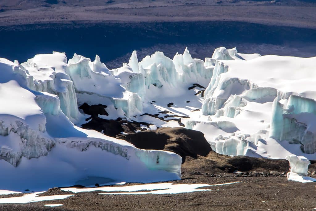 Glaciers,And,Ice,On,The,Slope,Of,Mount,Kilimanjaro.,Bright