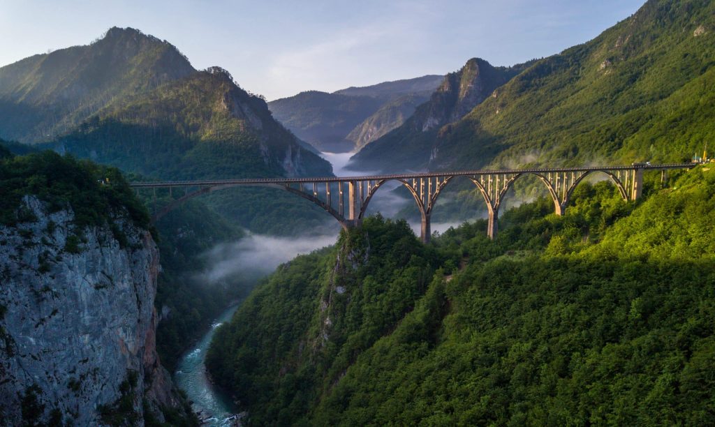 Beautiful,Misty,Morning,View,Of,Djurdjevica,Bridge,Over,The,River