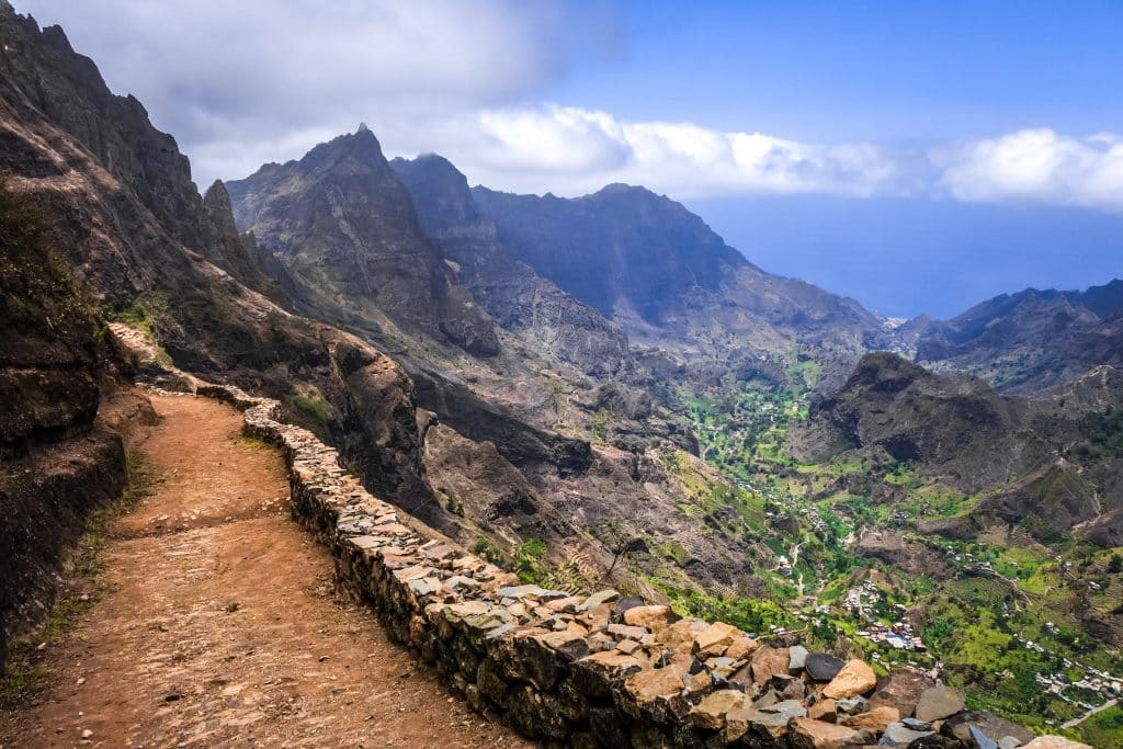 Aerial,Hiking,Trail,In,Paul,Valley,,Santo,Antao,Island,,Cape