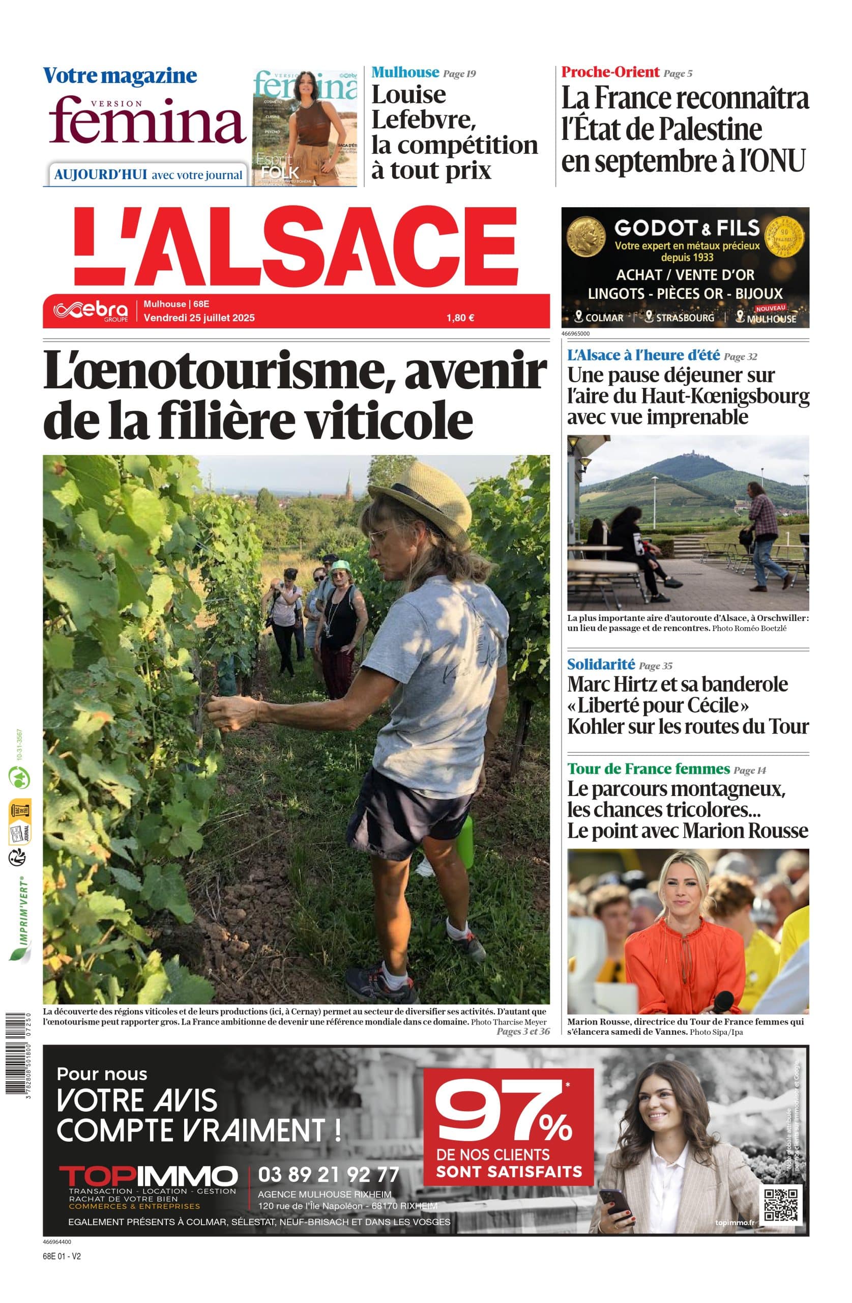 Les Dernières Nouvelles d'Alsace juillet couverture