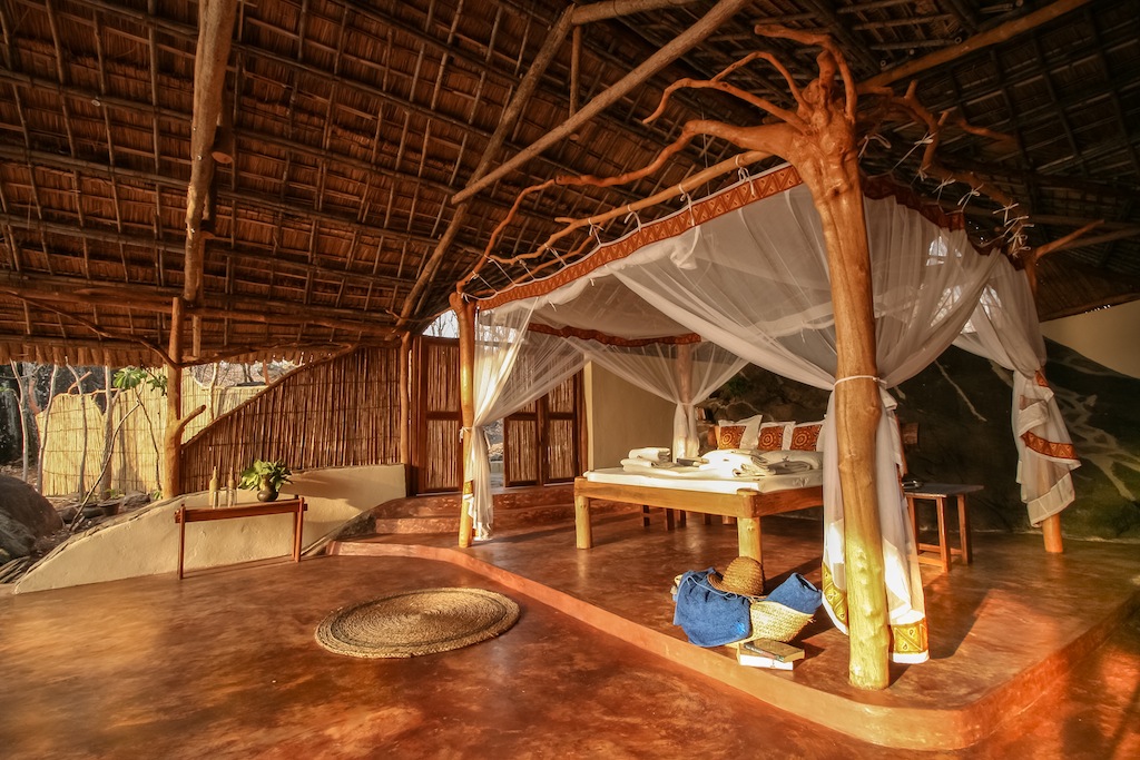 Nkwichi Lodge Mozambique lit à baldaquins