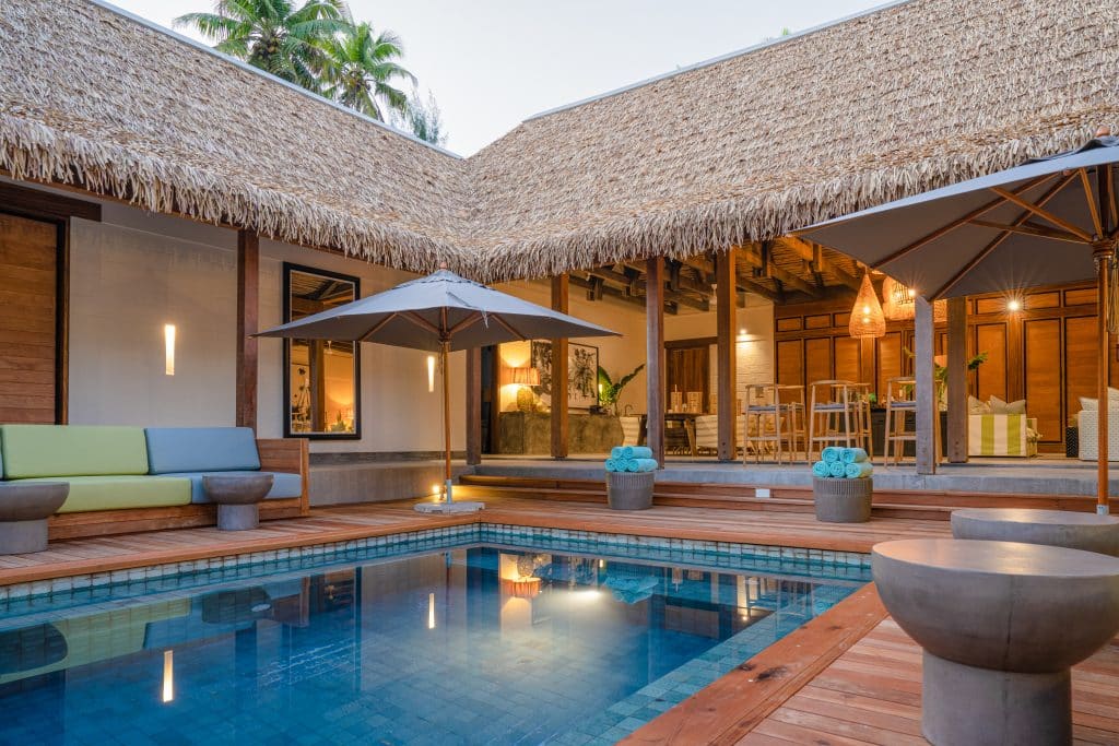 Seychelles Alphonse Island intérieur patio villa